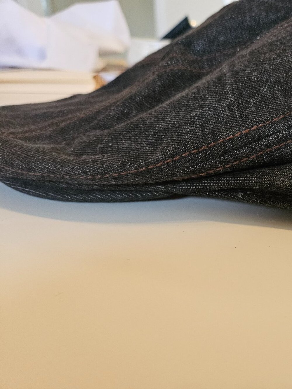 Goorin Bros Denim Flat Cap – Medium, Dark Wash, Plaid Lined